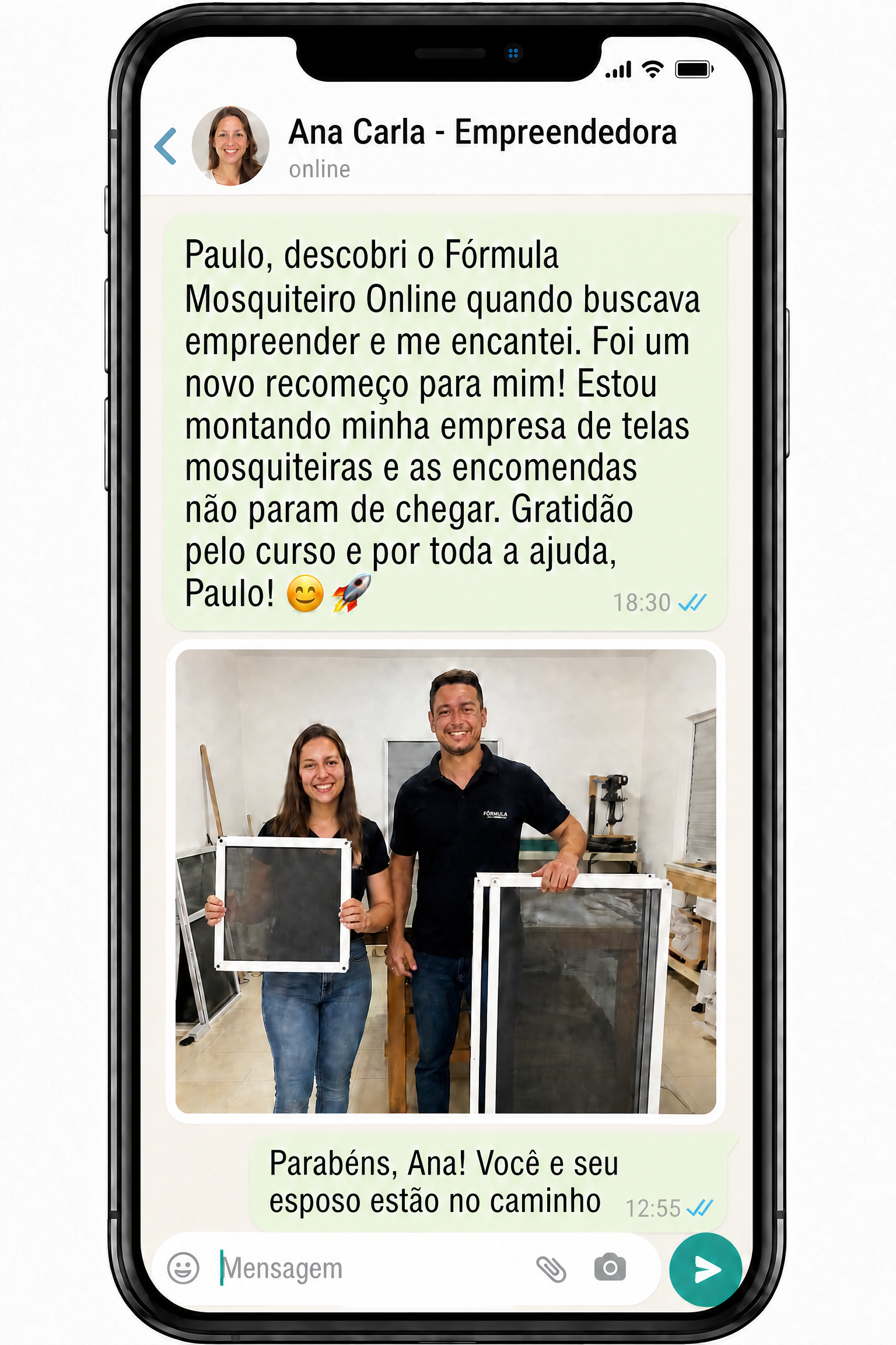 Conversa ilustrativa sobre primeira instalação de tela mosquiteira