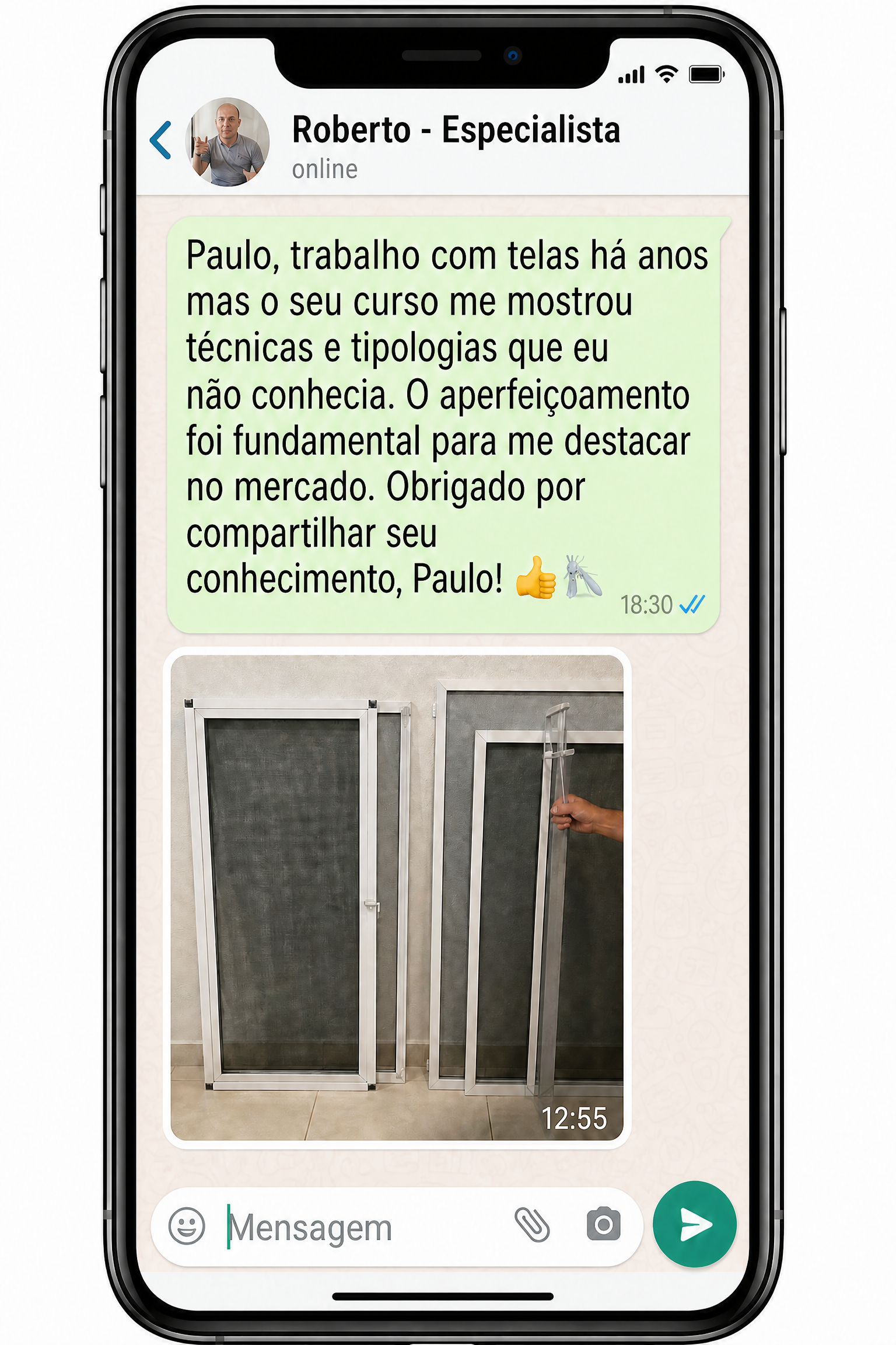 Conversa ilustrativa sobre especialização em telas mosquiteiras